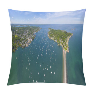 Personality  Aerial View Panorama Of Marblehead Neck And Marblehead Harbor In Town Of Marblehead, Massachusetts MA, USA. Pillow Covers