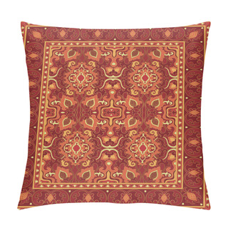 Personality  Colorful Template For Carpet, Textile. Oriental Floral Pattern With Frame. Pillow Covers