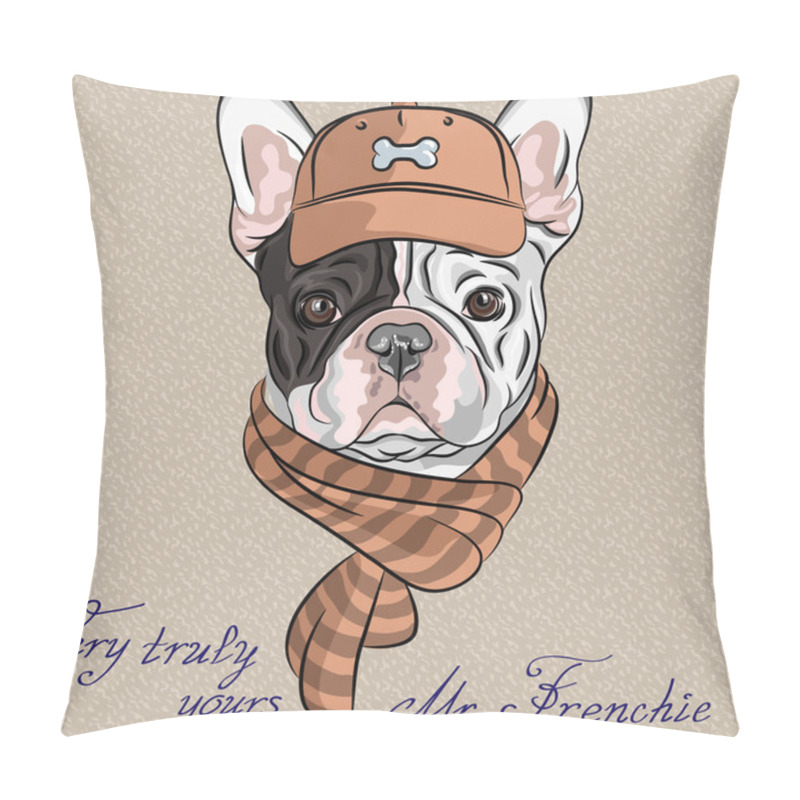 Personality  Vector funny cartoon hipster dog French Bulldog breed pillow covers