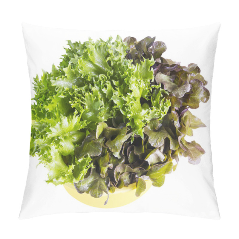 Personality  Fresh Red Oak And Frillice Iceberg Leaf Lettuce On White Backgro Pillow Covers