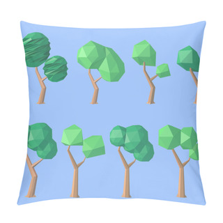 Personality  Set Of Low Poly Trees Pillow Covers