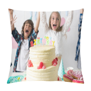 Personality  Happy Kids With Birthday Cake Pillow Covers