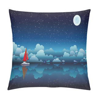 Personality  Sailing Boat In A Sea And Night Sky Pillow Covers