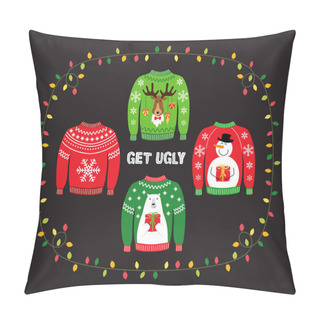 Personality  Cute Banner For Ugly Sweater Christmas Party Pillow Covers