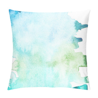 Personality  Abstract Painting With Blue And Green Paint Strokes On White  Pillow Covers