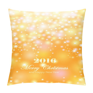 Personality  Merry Christmas And Happy New Year Celebrations Flyer, Banner, Poster Or Invitation With Shiny Text. Merry Christmas Message With Lights, Shining Stars Pillow Covers