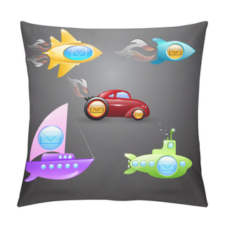Personality  Vector Set Of Mail Buttons In The Form Of Transports. Pillow Covers