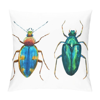Personality  Watercolor Bug Beetle Pillow Covers