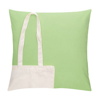 Personality  Top View Of Empty Cotton Eco Bag Isolated On Green Pillow Covers