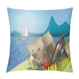 Personality  Yacht Sailing On Sea. Vector Illusatration Pillow Covers