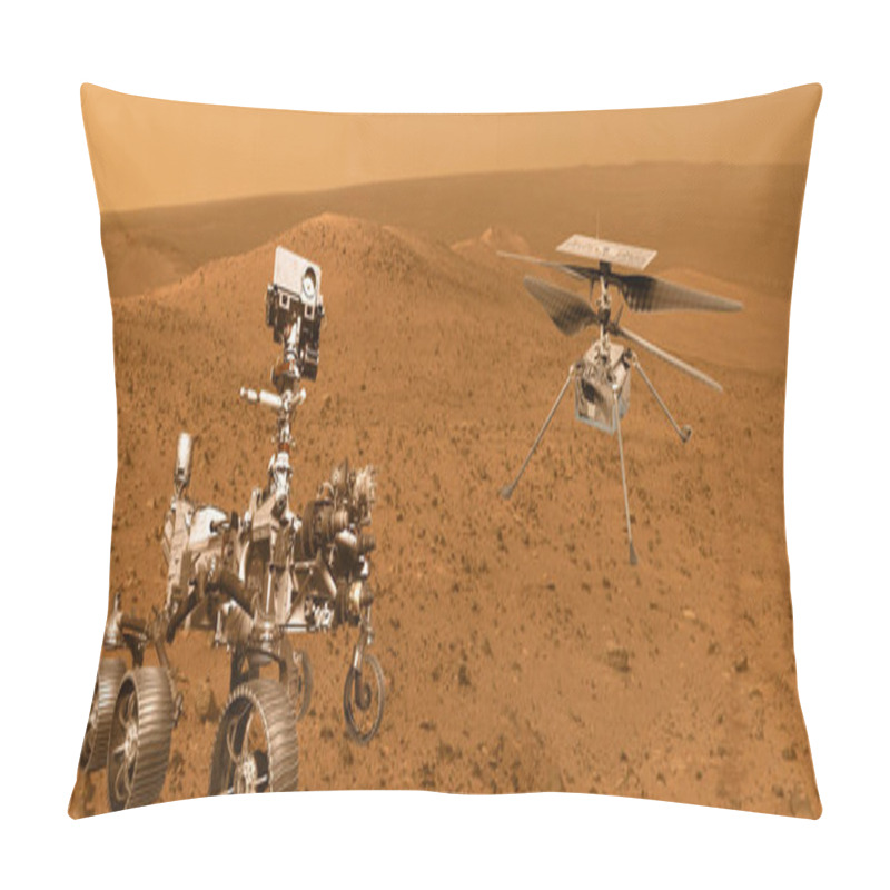 Personality  ingenuity helicopter mission, exploration rover mission Elements of this image furnished by NASA 3D illustration. pillow covers