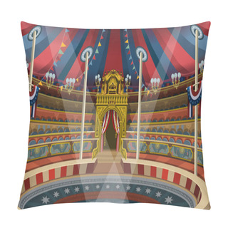 Personality  Circus Carnival Banner Tent Invite Theme Park Vector Illustration Amusement Family Theme Park Banner Poster Invite Set. Pillow Covers