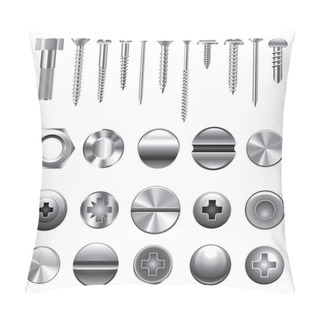 Personality  Screws And Nuts Icons Vector Set Pillow Covers