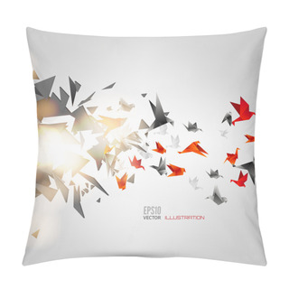 Personality  Origami Paper Bird On Abstract Background Pillow Covers