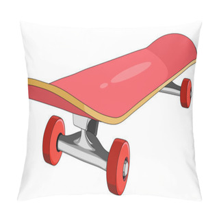 Personality  Vector Illustration Of Red Skateboard Cartoon Pillow Covers