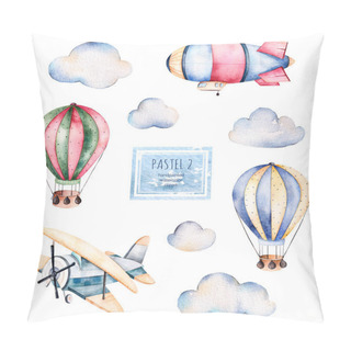 Personality  Watercolor Collection With Air Balloons Pillow Covers