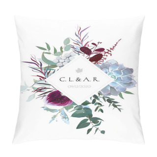 Personality  Rhombus Floral Label Frame Arranged From Leaves And Flower Pillow Covers