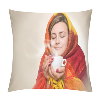 Personality  Hot Drink From A Cup. Pillow Covers