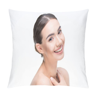 Personality  Woman Smiling And Looking At Camera Pillow Covers