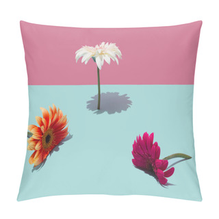 Personality  Creative Layout Made Of Spring Flowers With Copy Space. Nature Background. Season Minimal Idea. Pillow Covers