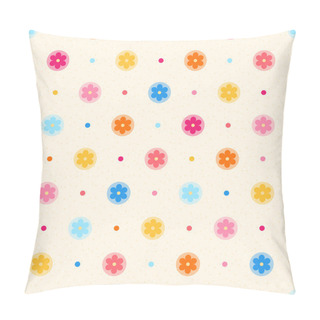 Personality  Retro Seamless Pattern. Color Flowers And Dots On Beige Dotted B Pillow Covers