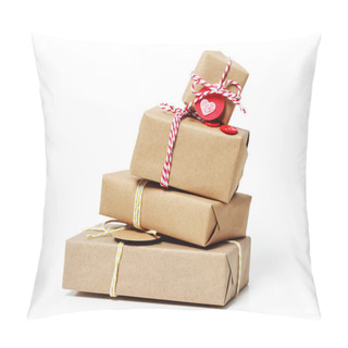 Personality  Stack Of Gift Boxes On White Background Pillow Covers