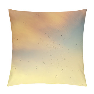 Personality  A Flock Of Migratory Birds In The Sky. Pillow Covers