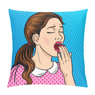 Personality  Yawning Girl Pop Art Style Vector Illustration Pillow Covers