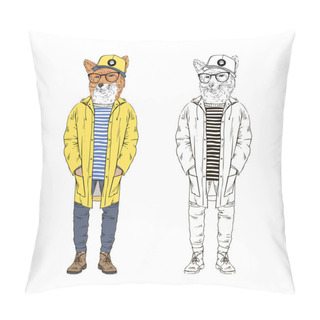 Personality  Fox Dressed Up In Yellow Raincoat Pillow Covers