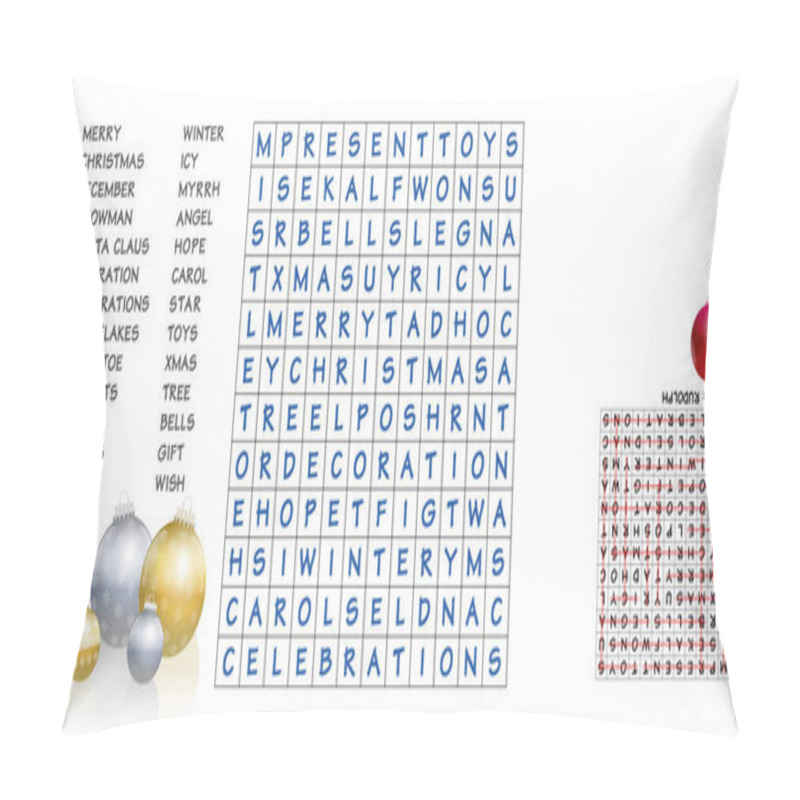 Personality  Christmas Words Search Puzzle pillow covers