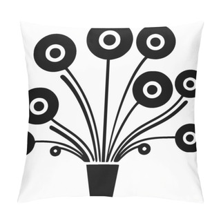 Personality  Flowers - Black And White Vector Illustration Pillow Covers