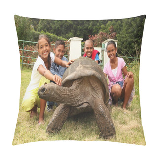 Personality  School Kids With Giant Tortoise Pillow Covers
