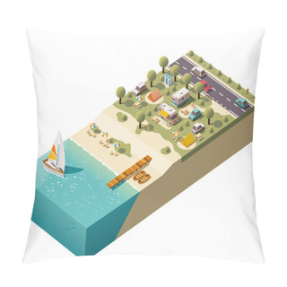 Personality  Vector Isometric Beach Camping Pillow Covers