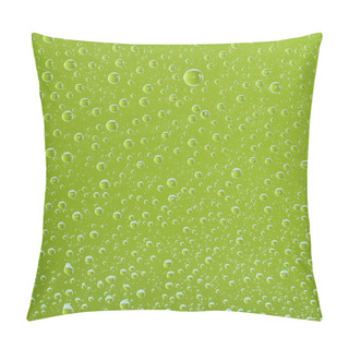 Personality  Clear Transparent Water Drops On Green Background Pillow Covers