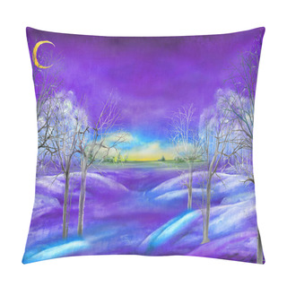 Personality  Evening Winter Landscape With The Trees Pillow Covers
