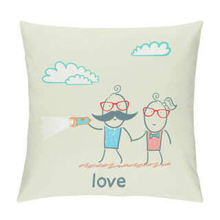 Personality  Couple Seek Love Pillow Covers