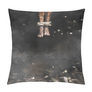 Personality  Devil's Legs,3d Illustration Of Dead Body's Legs Hang From The Ceiling Pillow Covers