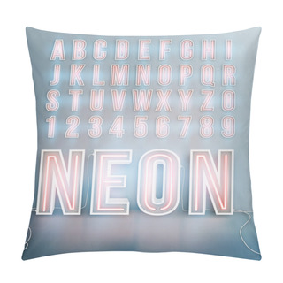 Personality  Realistic Neon Font Alphabet Vector Pillow Covers