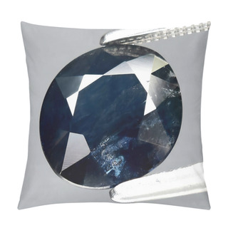 Personality  Natural Blue Sapphire Gem On Background Pillow Covers