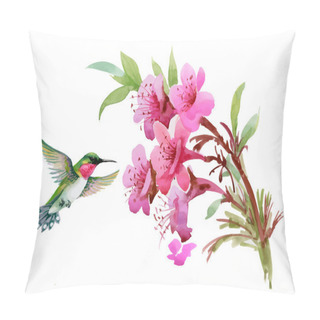 Personality  Watercolor Wild Exotic Birds On Flowers And Twigs Pattern On White Background Pillow Covers