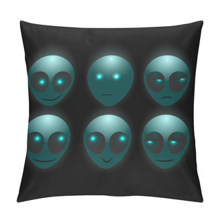 Personality  Set Of Vector Alien Faces Pillow Covers