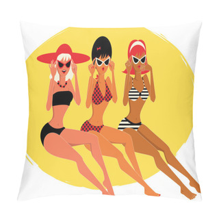 Personality  Three Women On The Beach Pillow Covers