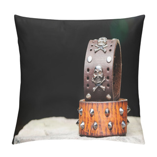 Personality  Bracelets With Spikes And Skulls Pillow Covers