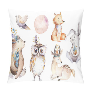 Personality  Cute Watercolor Bohemian Forest Animals For Kindergarten Pillow Covers
