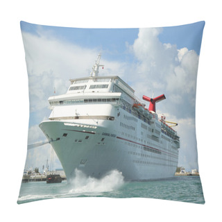 Personality  Carnival Fantasy Cruise Ship Anchors At The Port Of Key West Pillow Covers