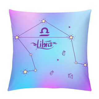Personality  Libra Constellation. Schematic Representation Of The Signs Of The Zodiac. Pillow Covers