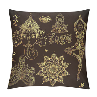 Personality  Boho Chic Dreamcatcher Illustration Set. Hindu Paisley Motifs. G Pillow Covers