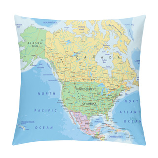 Personality  North America  Political Map Pillow Covers