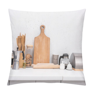 Personality  Various Wooden Kitchenware On Table At Kitchen Pillow Covers