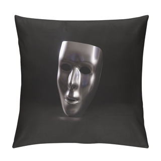 Personality  A Shiny Metallic Mask Highlighted Against A Start Black Background Pillow Covers